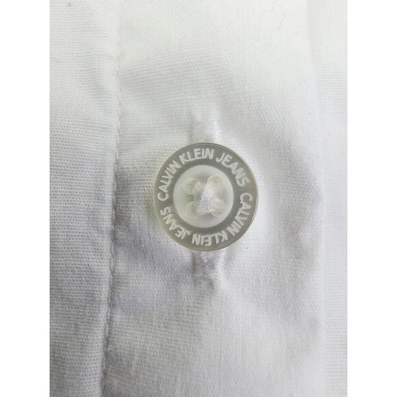 Calvin Klein Jeans Size Small Womens Oversized Baggy Loose White Logo Tag Shirt - Picture 12 of 15